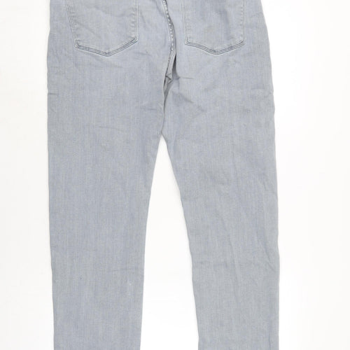 Reiss Mens Grey Cotton Blend Straight Jeans Size 34 in L29 in Regular Zip