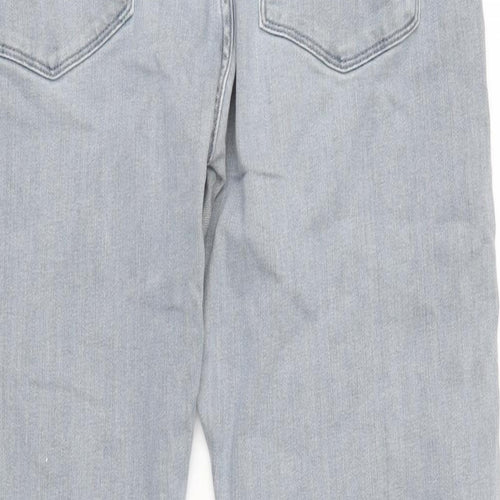 Reiss Mens Grey Cotton Blend Straight Jeans Size 34 in L29 in Regular Zip