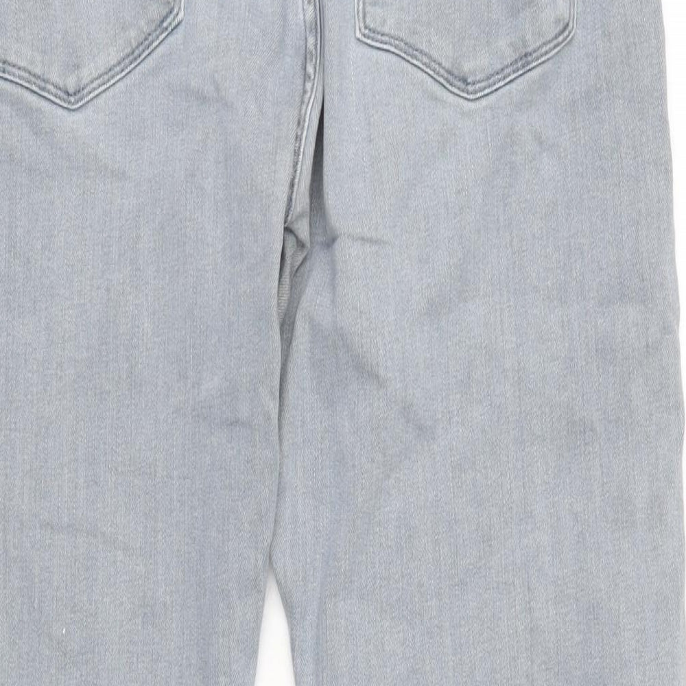 Reiss Mens Grey Cotton Blend Straight Jeans Size 34 in L29 in Regular Zip
