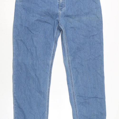Maurice Abot Womens Blue Cotton Blend Straight Jeans Size 34 in L29 in Regular Zip