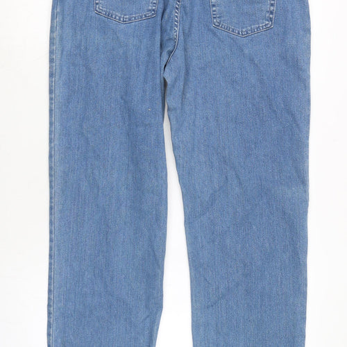 Maurice Abot Womens Blue Cotton Blend Straight Jeans Size 34 in L29 in Regular Zip