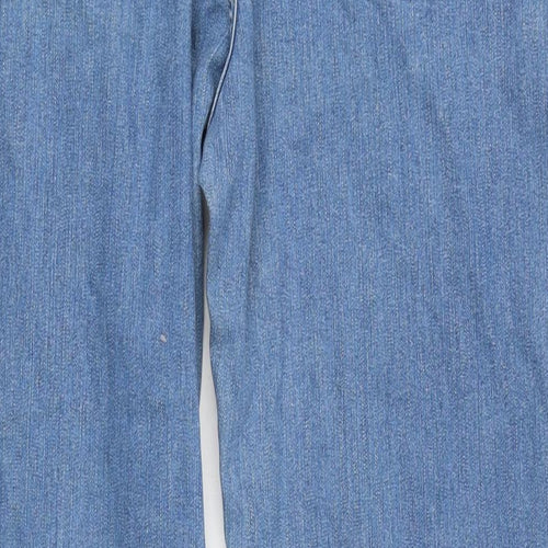 Maurice Abot Womens Blue Cotton Blend Straight Jeans Size 34 in L29 in Regular Zip