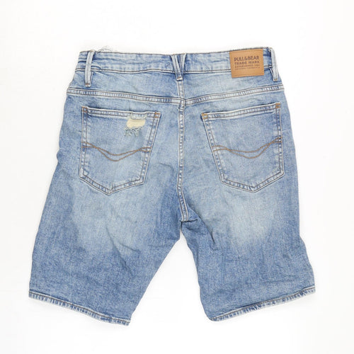 Pull&Bear Mens Blue Cotton Bermuda Shorts Size 30 in L10 in Regular Zip