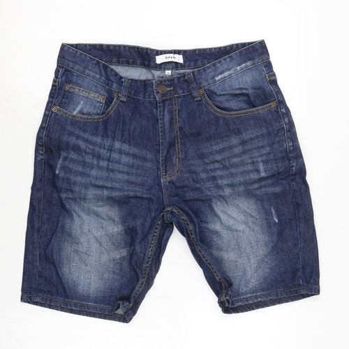 Open Mens Blue Cotton Bermuda Shorts Size 34 in L10 in Regular Zip