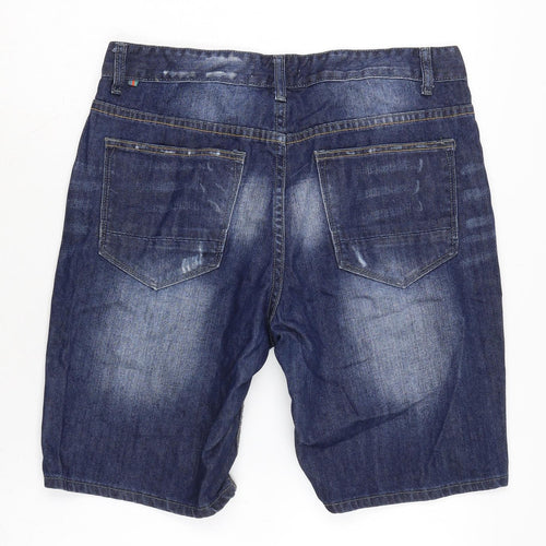 Open Mens Blue Cotton Bermuda Shorts Size 34 in L10 in Regular Zip