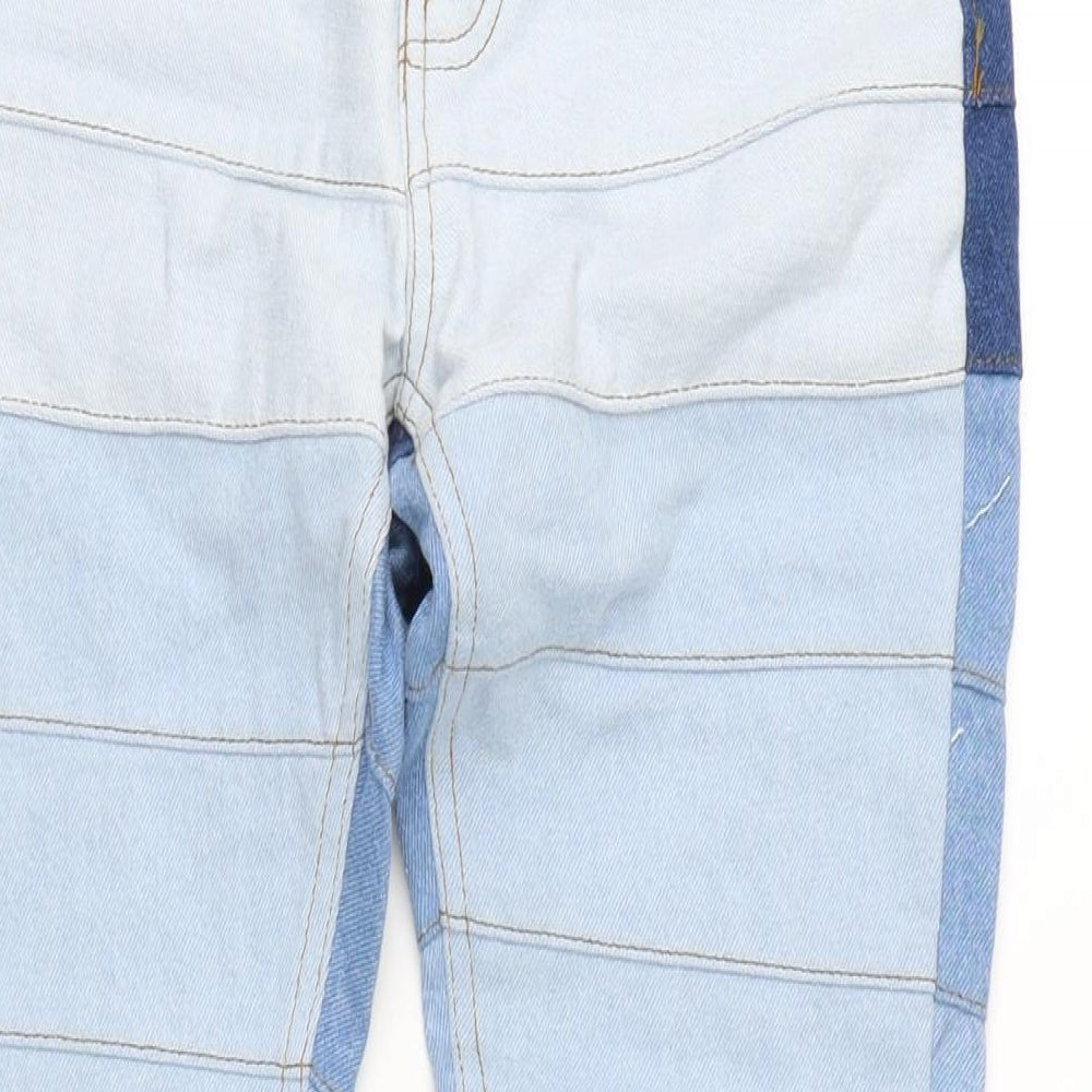 Boohoo Man Mens Blue Striped Cotton Blend Bootcut Jeans Size 28 in L32 in Regular Button