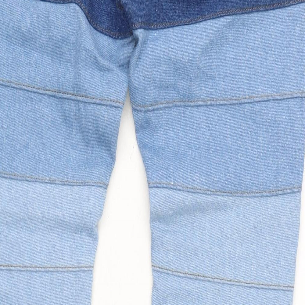 Boohoo Man Mens Blue Striped Cotton Blend Bootcut Jeans Size 28 in L32 in Regular Button