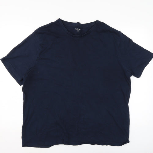 George Mens Blue Cotton T-Shirt Size 2XL Crew Neck