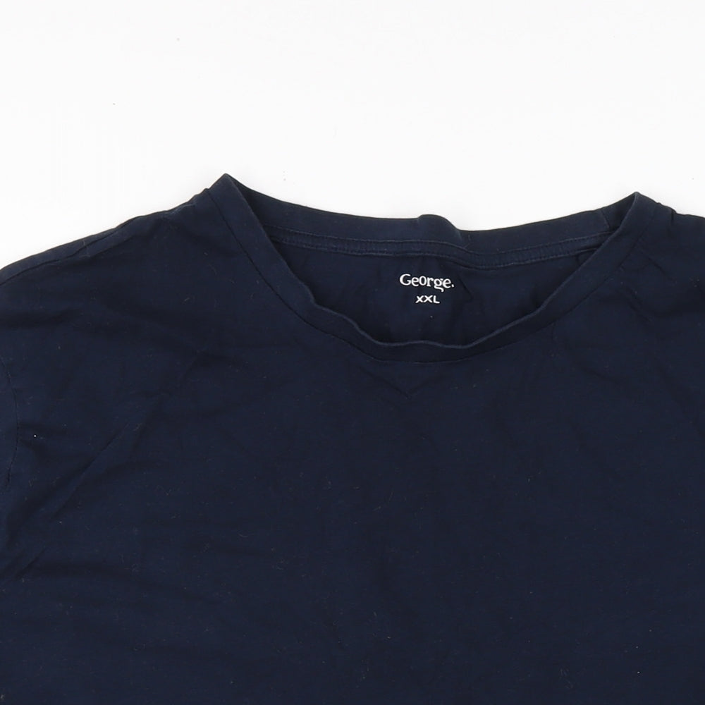 George Mens Blue Cotton T-Shirt Size 2XL Crew Neck