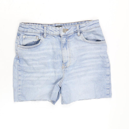 George Womens Blue Cotton Cut-Off Shorts Size 12 Regular Zip