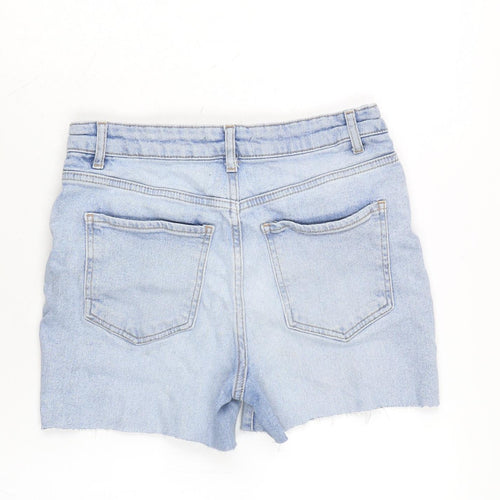 George Womens Blue Cotton Cut-Off Shorts Size 12 Regular Zip