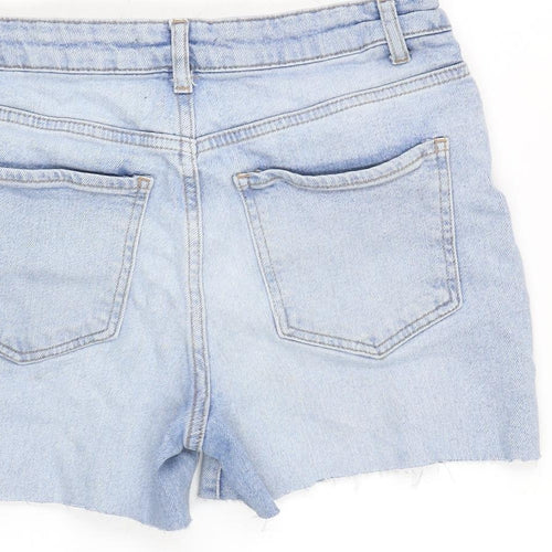 George Womens Blue Cotton Cut-Off Shorts Size 12 Regular Zip