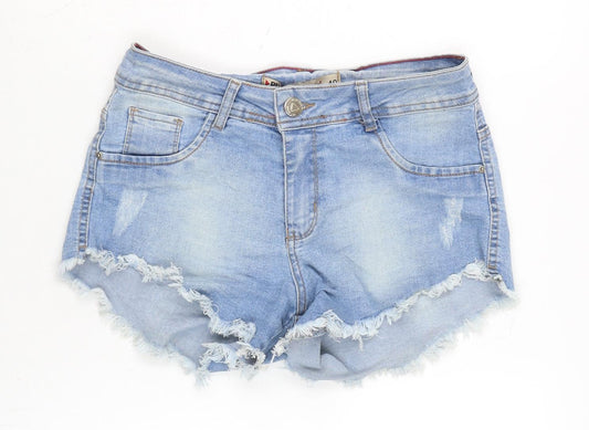 Play Denim Womens Blue Cotton Cut-Off Shorts Size 8 Regular Zip - Distressed