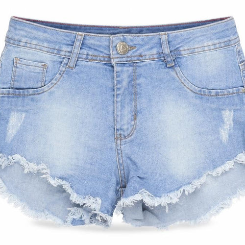 Play Denim Womens Blue Cotton Cut-Off Shorts Size 8 Regular Zip - Distressed