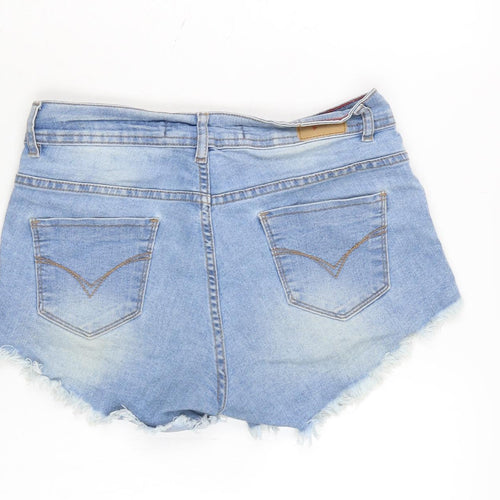 Play Denim Womens Blue Cotton Cut-Off Shorts Size 8 Regular Zip - Distressed