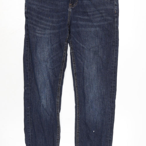 Reserve Denim Womens Blue Cotton Blend Tapered Jeans Size 12 L30 in Regular Zip - Raw Hem