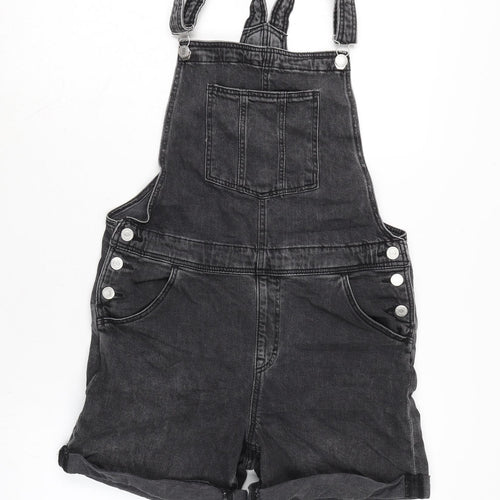 H&M Womens Grey Cotton Dungaree One-Piece Size L Snap - Adjustable Straps