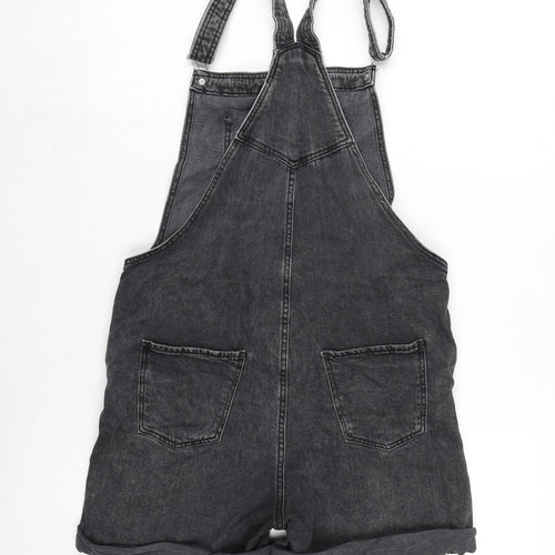 H&M Womens Grey Cotton Dungaree One-Piece Size L Snap - Adjustable Straps