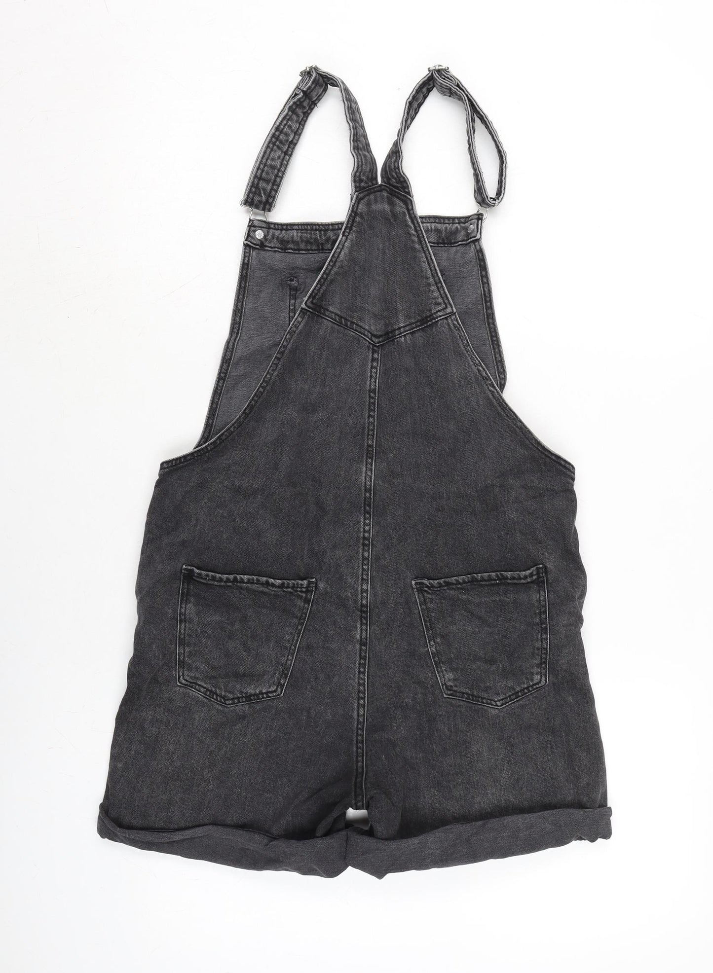 H&M Womens Grey Cotton Dungaree One-Piece Size L Snap - Adjustable Straps