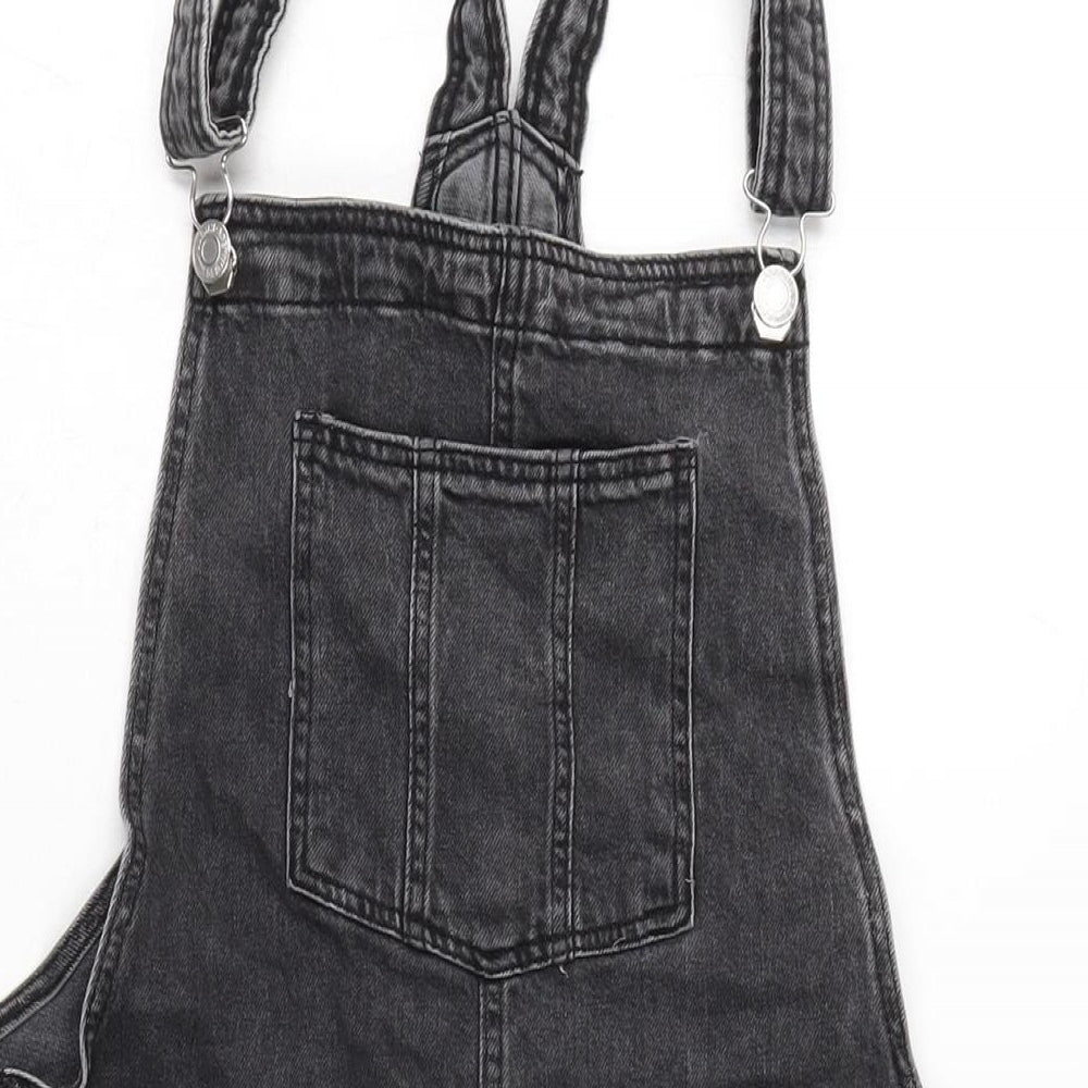 H&M Womens Grey Cotton Dungaree One-Piece Size L Snap - Adjustable Straps