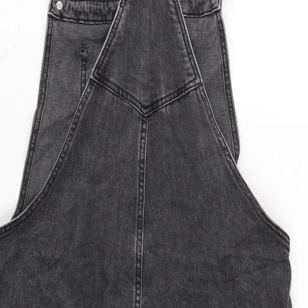 H&M Womens Grey Cotton Dungaree One-Piece Size L Snap - Adjustable Straps