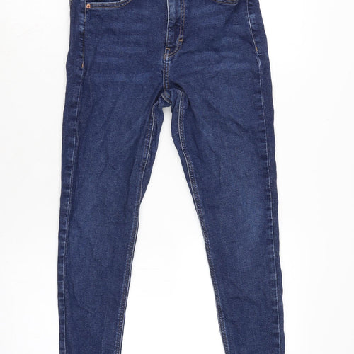 Topshop Womens Blue Cotton Blend Tapered Jeans Size 26 in L24.5 in Regular Zip