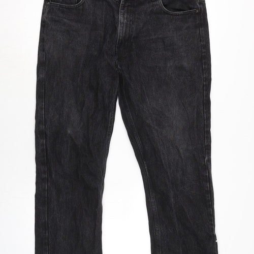 Pride & soul Mens Grey Cotton Straight Jeans Size 38 in L28 in Regular Zip
