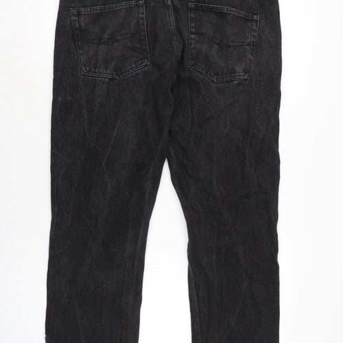 Pride & soul Mens Grey Cotton Straight Jeans Size 38 in L28 in Regular Zip