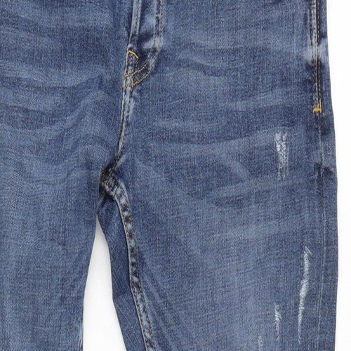 Zara Mens Blue Cotton Blend Tapered Jeans Size 32 in L29 in Regular Button