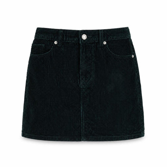 Front view of F&F women’s green cotton a-line skirt, size UK 6, zip
