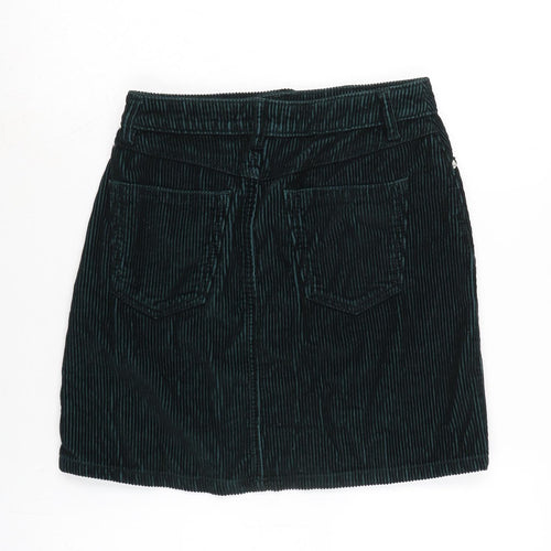 F&F Womens Green Cotton A-Line Skirt Size 6 Zip