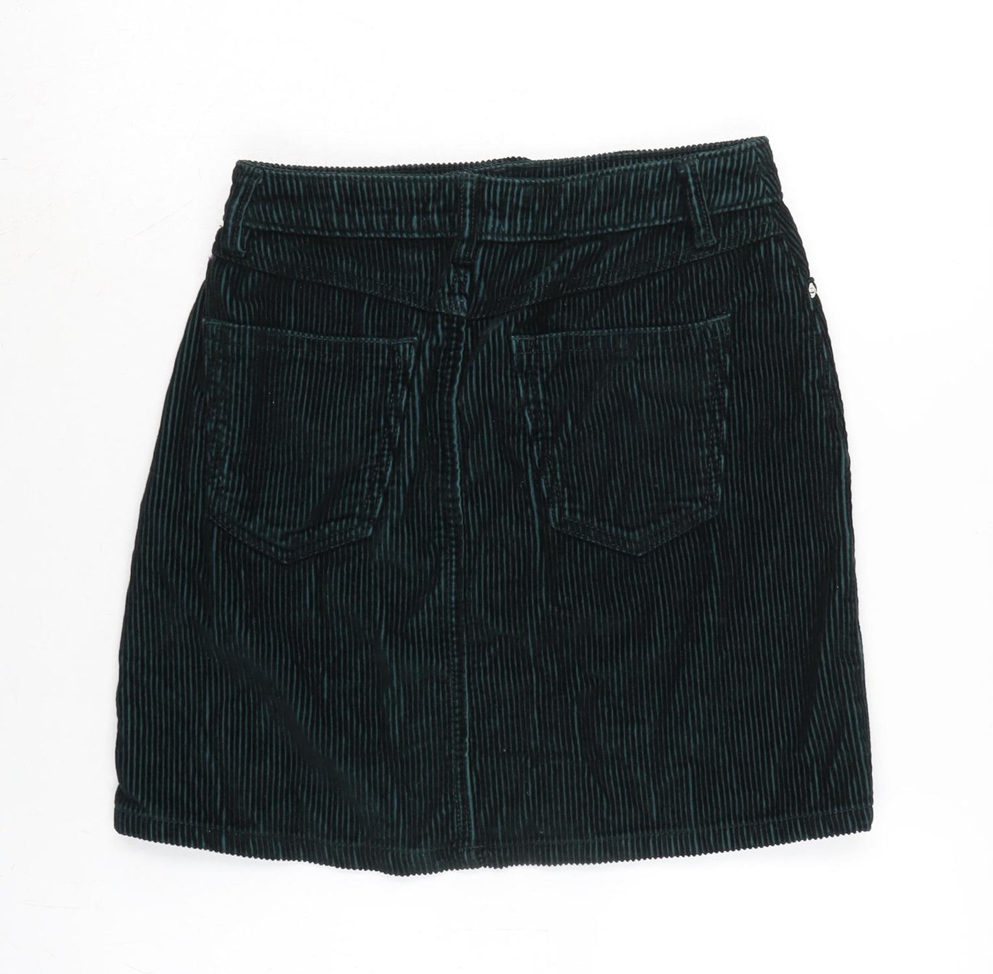 F&F Womens Green Cotton A-Line Skirt Size 6 Zip