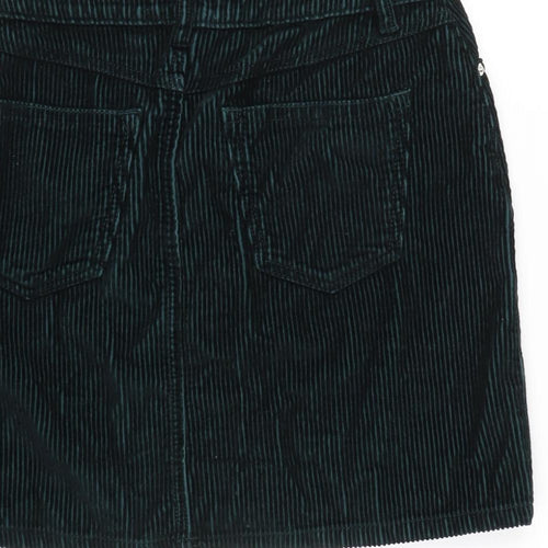 F&F Womens Green Cotton A-Line Skirt Size 6 Zip