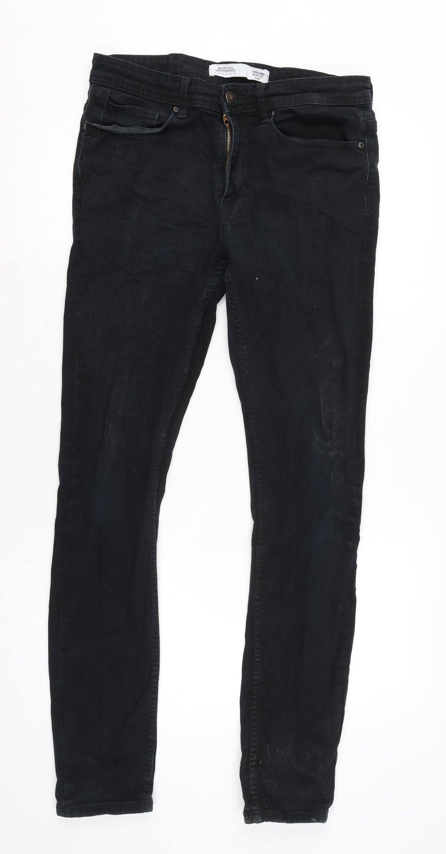 Burton Mens Black Cotton Blend Skinny Jeans Size 32 in L31 in Regular Zip