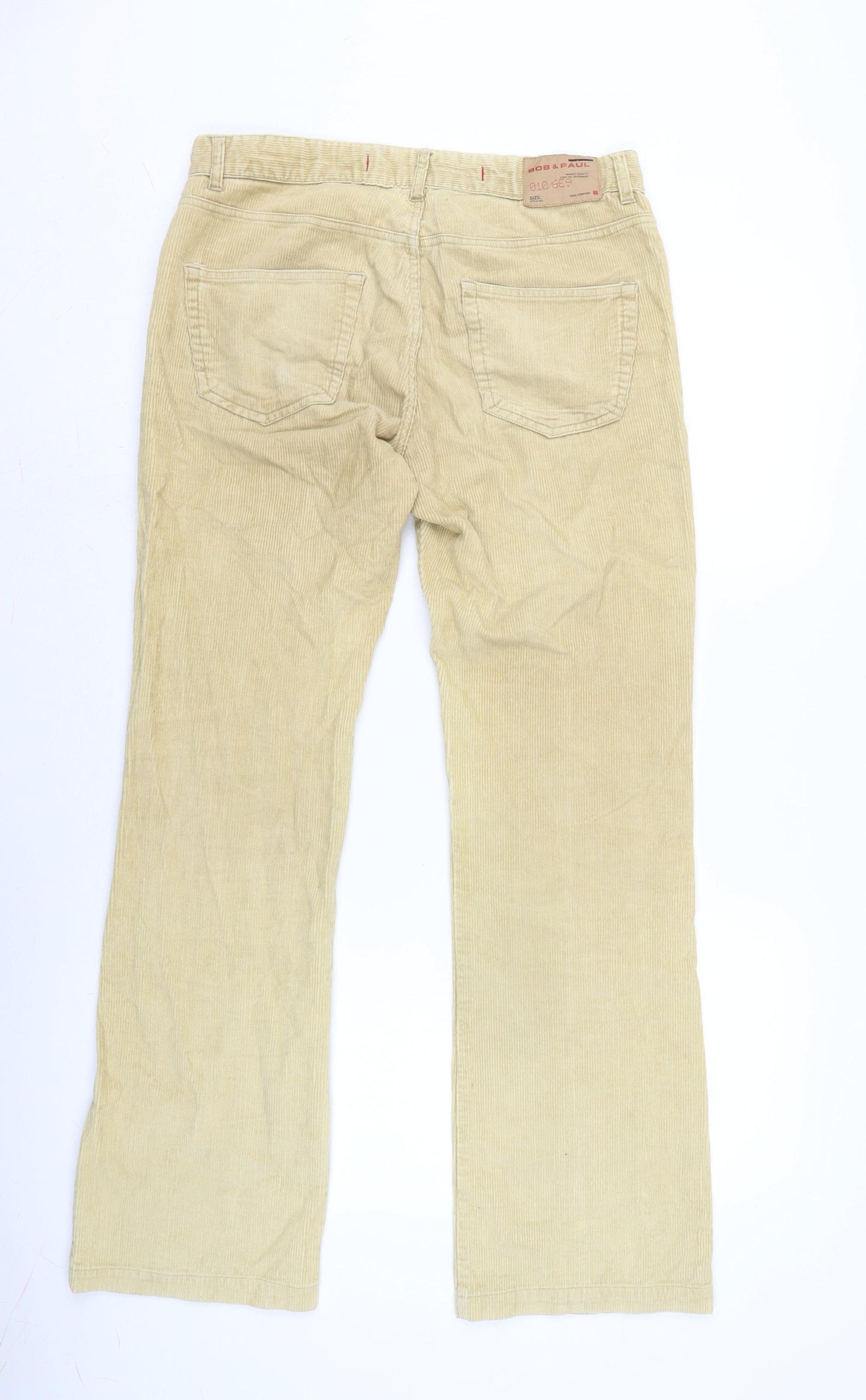 Bob & paul Mens Beige Cotton Trousers Size 32 in L31 in Regular Zip