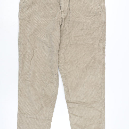 The Stronghold Mens Beige Cotton Trousers Size 34 in L28 in Regular Zip