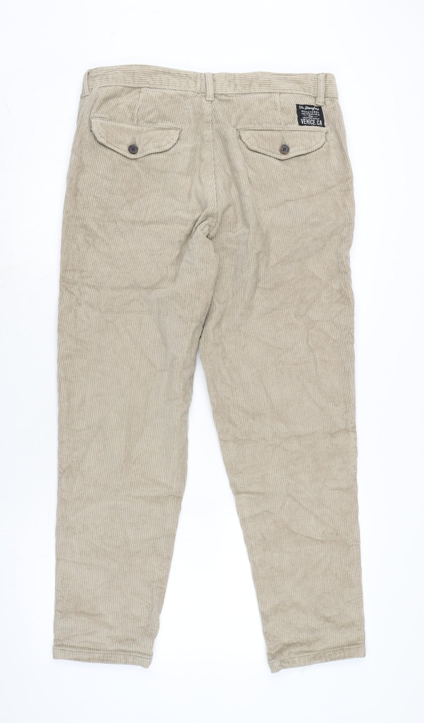 The Stronghold Mens Beige Cotton Trousers Size 34 in L28 in Regular Zip