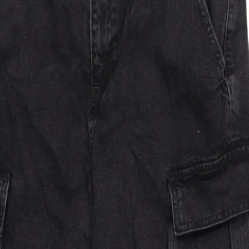 Rita ora Womens Black Cotton Wide-Leg Jeans Size 12 L30 in Regular Zip