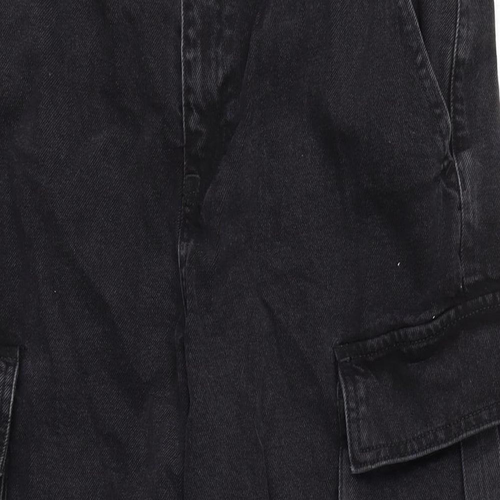Rita ora Womens Black Cotton Wide-Leg Jeans Size 12 L30 in Regular Zip