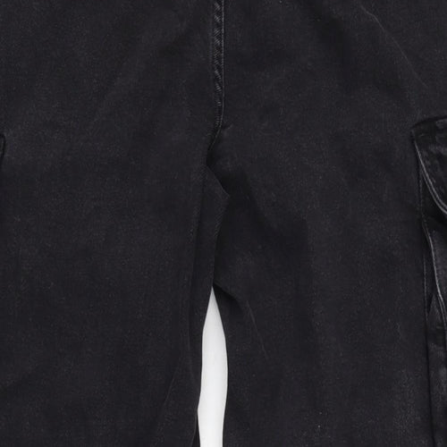 Rita ora Womens Black Cotton Wide-Leg Jeans Size 12 L30 in Regular Zip