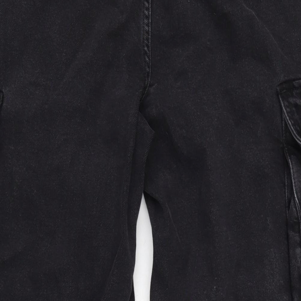 Rita ora Womens Black Cotton Wide-Leg Jeans Size 12 L30 in Regular Zip