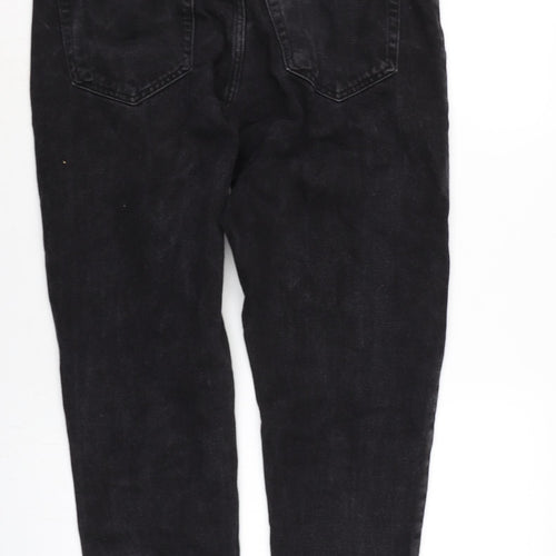 Zara Mens Grey Cotton Straight Jeans Size 32 in L28 in Extra-Slim Zip