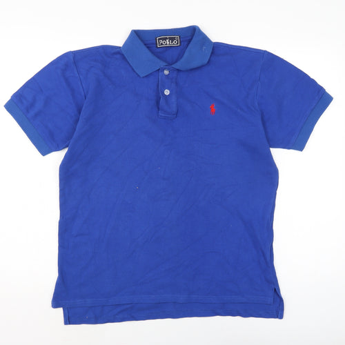 Polo Mens Blue Cotton T-Shirt Size L Collared