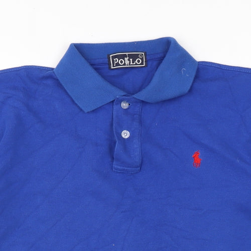 Polo Mens Blue Cotton T-Shirt Size L Collared
