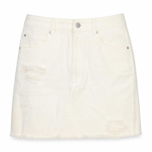 Boohoo Womens Ivory Cotton A-Line Skirt Size 10 Zip