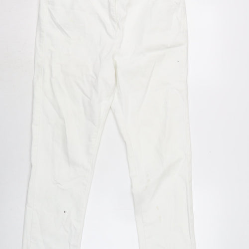 M&Co Womens White Cotton Blend Straight Jeans Size 12 L27.5 in Regular Zip