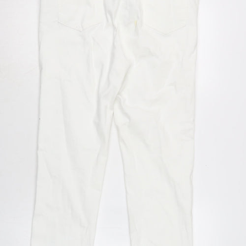 M&Co Womens White Cotton Blend Straight Jeans Size 12 L27.5 in Regular Zip