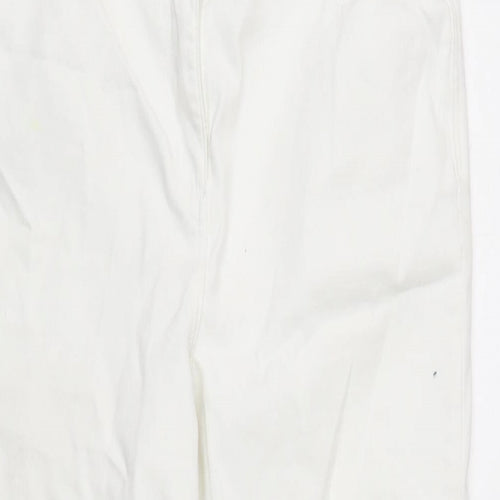 M&Co Womens White Cotton Blend Straight Jeans Size 12 L27.5 in Regular Zip