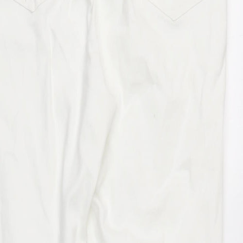 M&Co Womens White Cotton Blend Straight Jeans Size 12 L27.5 in Regular Zip