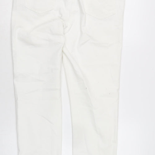 M&Co Womens Silver Cotton Blend Straight Jeans Size 12 L27 in Regular Zip